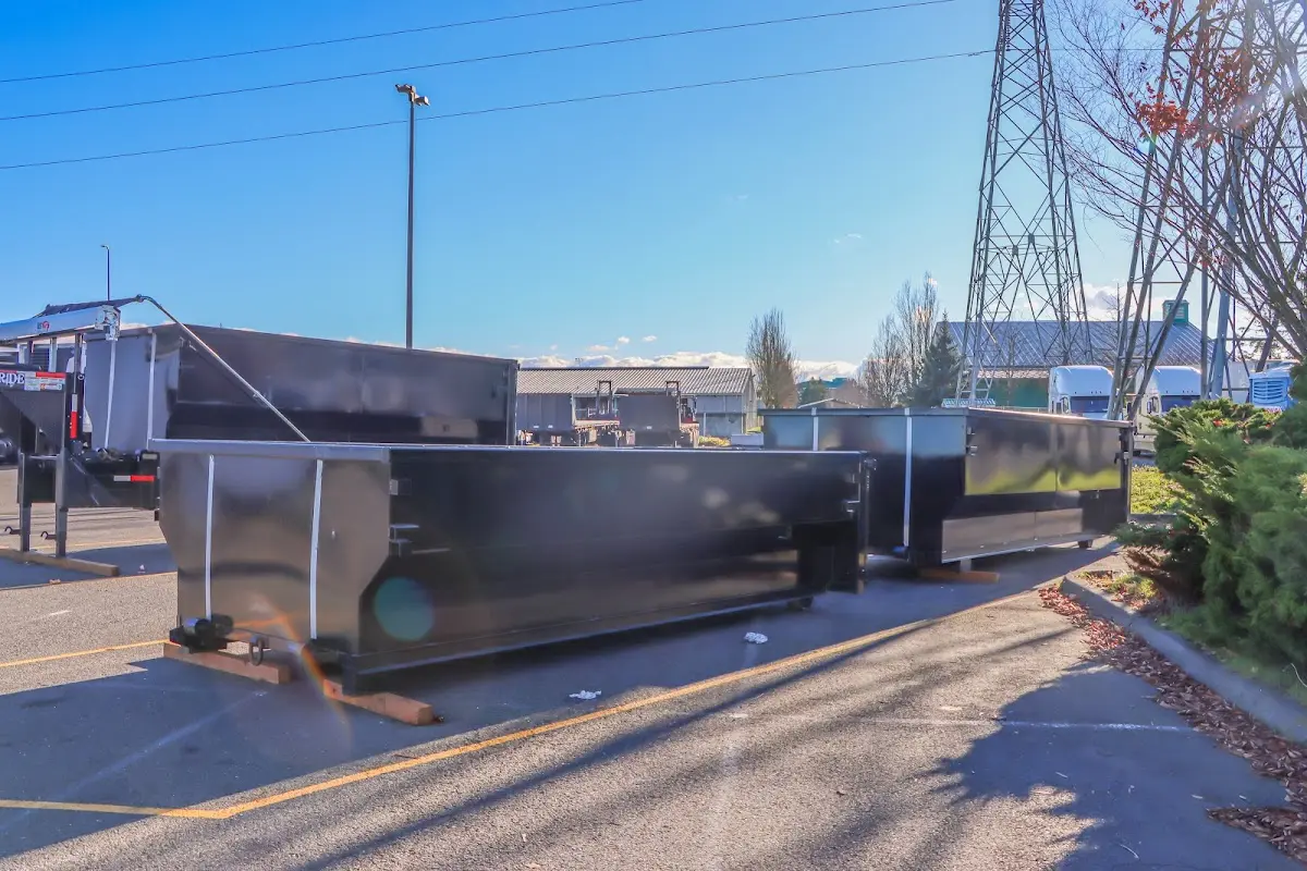Roll-off dumpster ready for waste disposal at job site for 2 Yard Dumpster Rental in Newtown